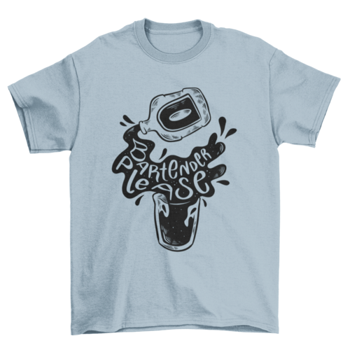 Cartoon alcohol bottle with the quote Bartender please t-shirt