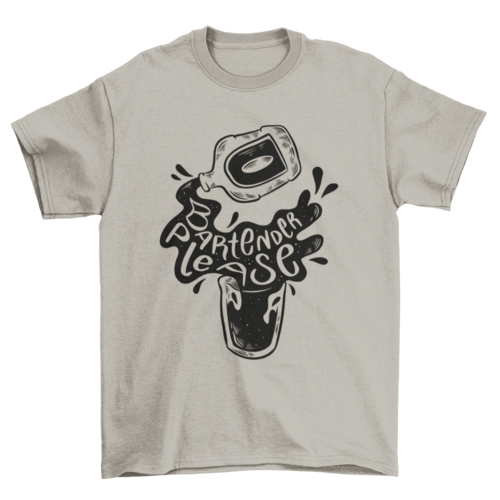 Cartoon alcohol bottle with the quote Bartender please t-shirt