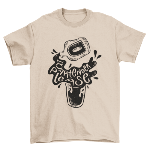 Cartoon alcohol bottle with the quote Bartender please t-shirt
